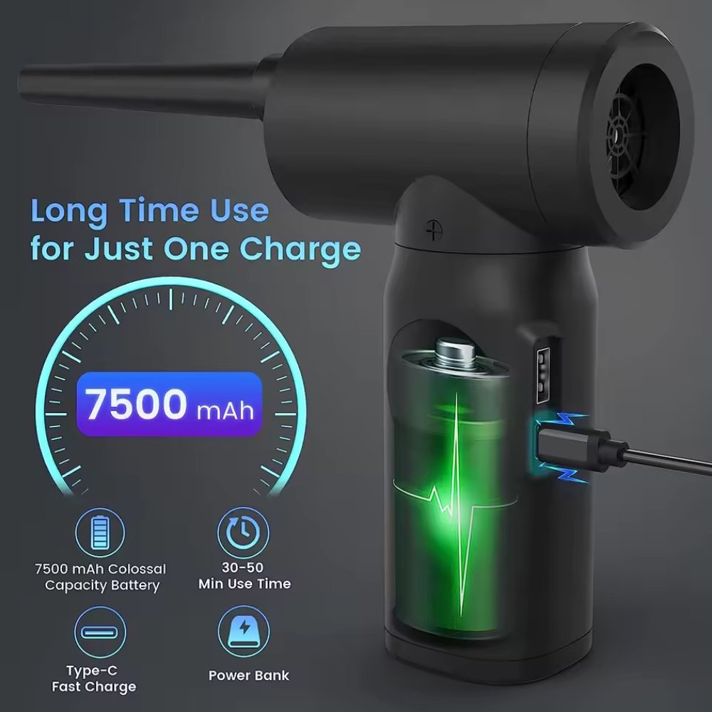 Портативний турбовентилятор Onvian Wireless Air Duster CF01 50000 RPM Black, фото №5