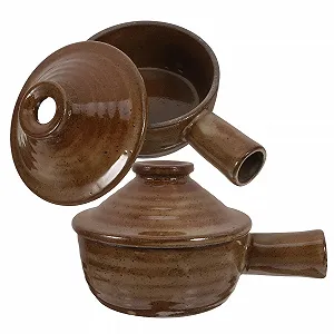 Кастрюля для запекания керамическая жаропрочная маленькая с крышкой 17 x 12 x 5 см - Фото 1