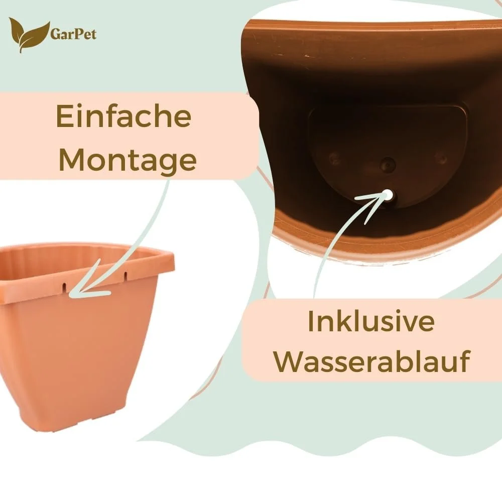 Настінний квітковий горщик GarPet набір 2 шт. 30 см теракотовий, фото №4