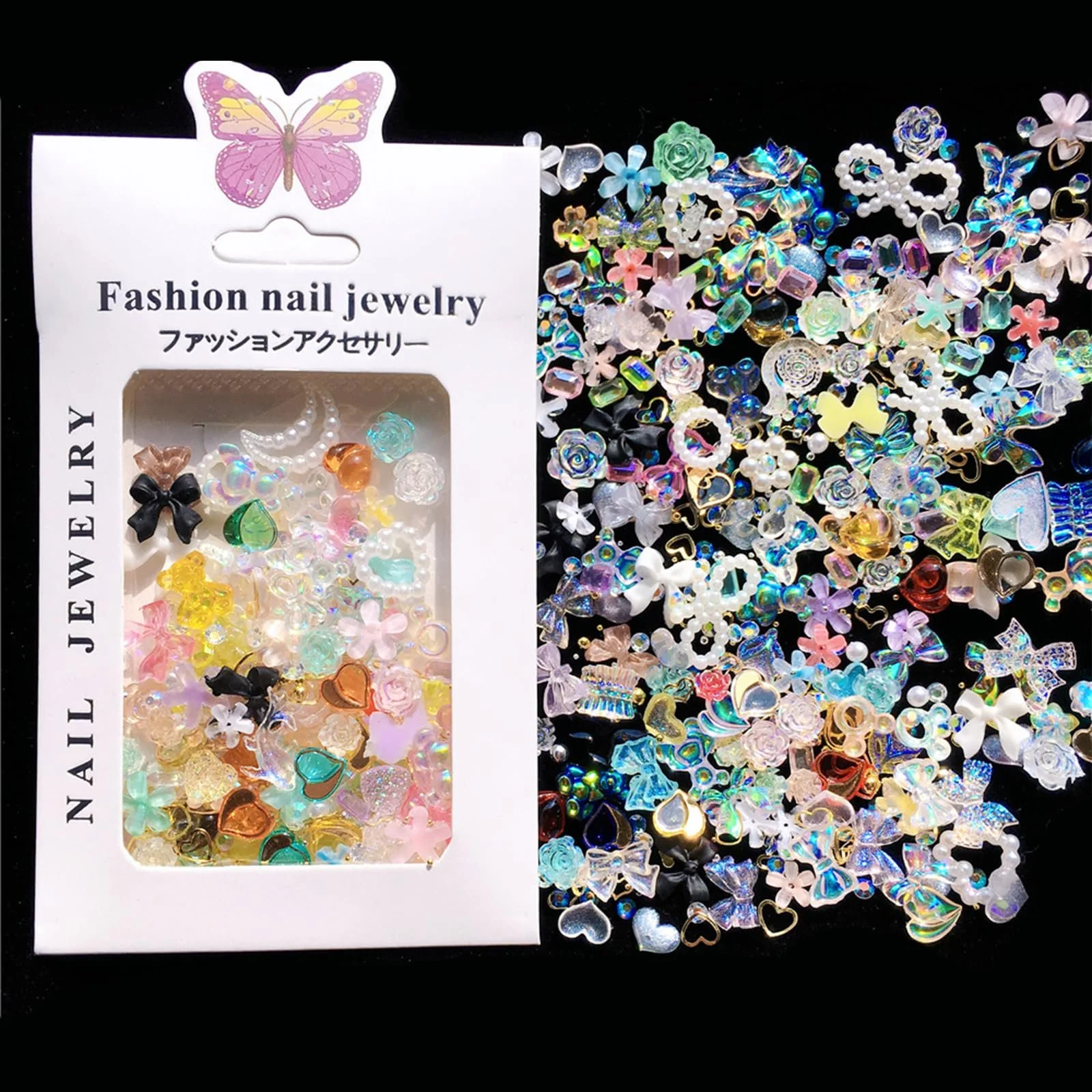 3D Украшения для ногтей Разные цвета Aurora Бабочка Стразы для ногтей Блеск и сияние, фото №1