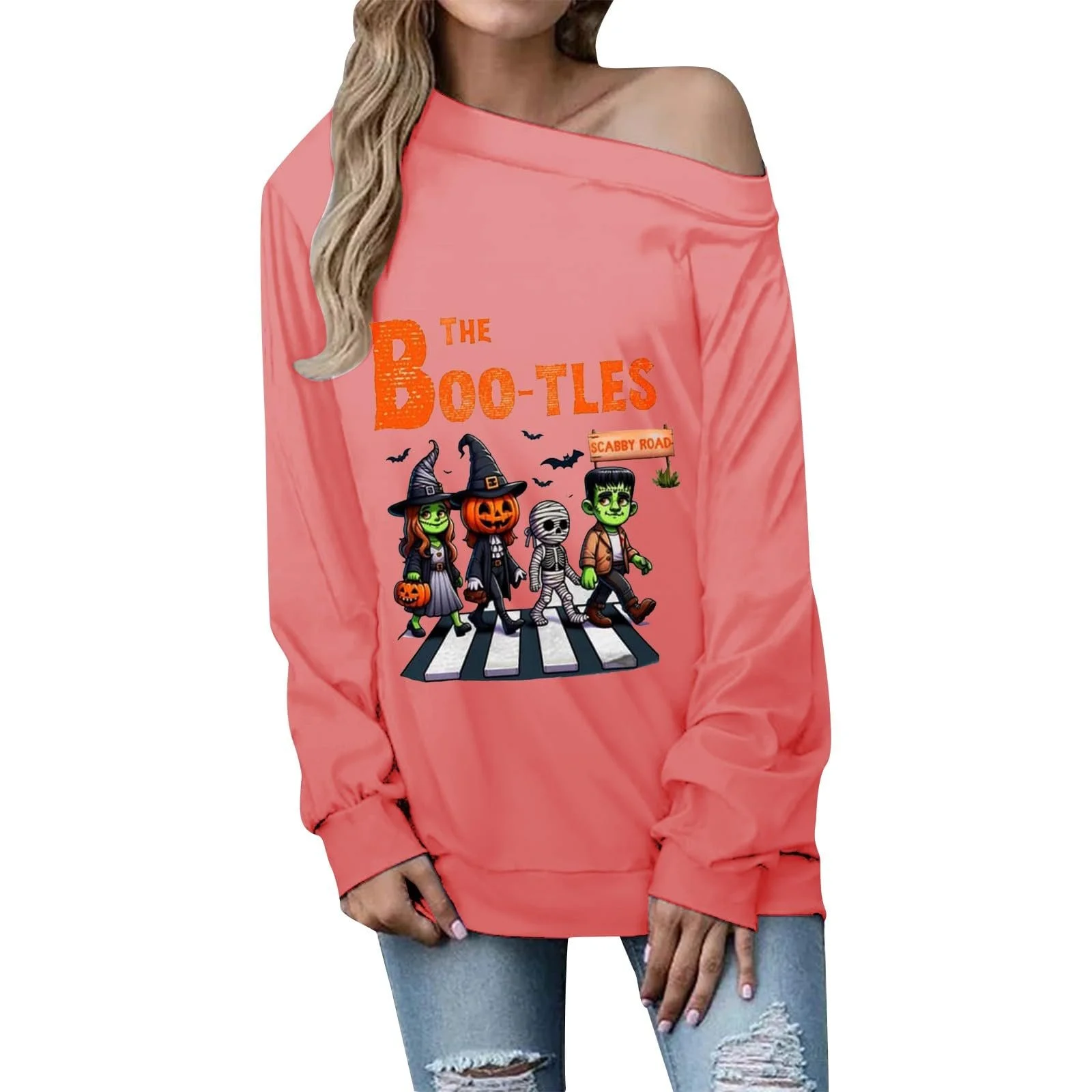 Женский свитшот на рождество, уютный пуловер, популярный свитшот на Хэллоуин, круглый вырез, длинный рукав, осенний топ, цветной принт, фото №1