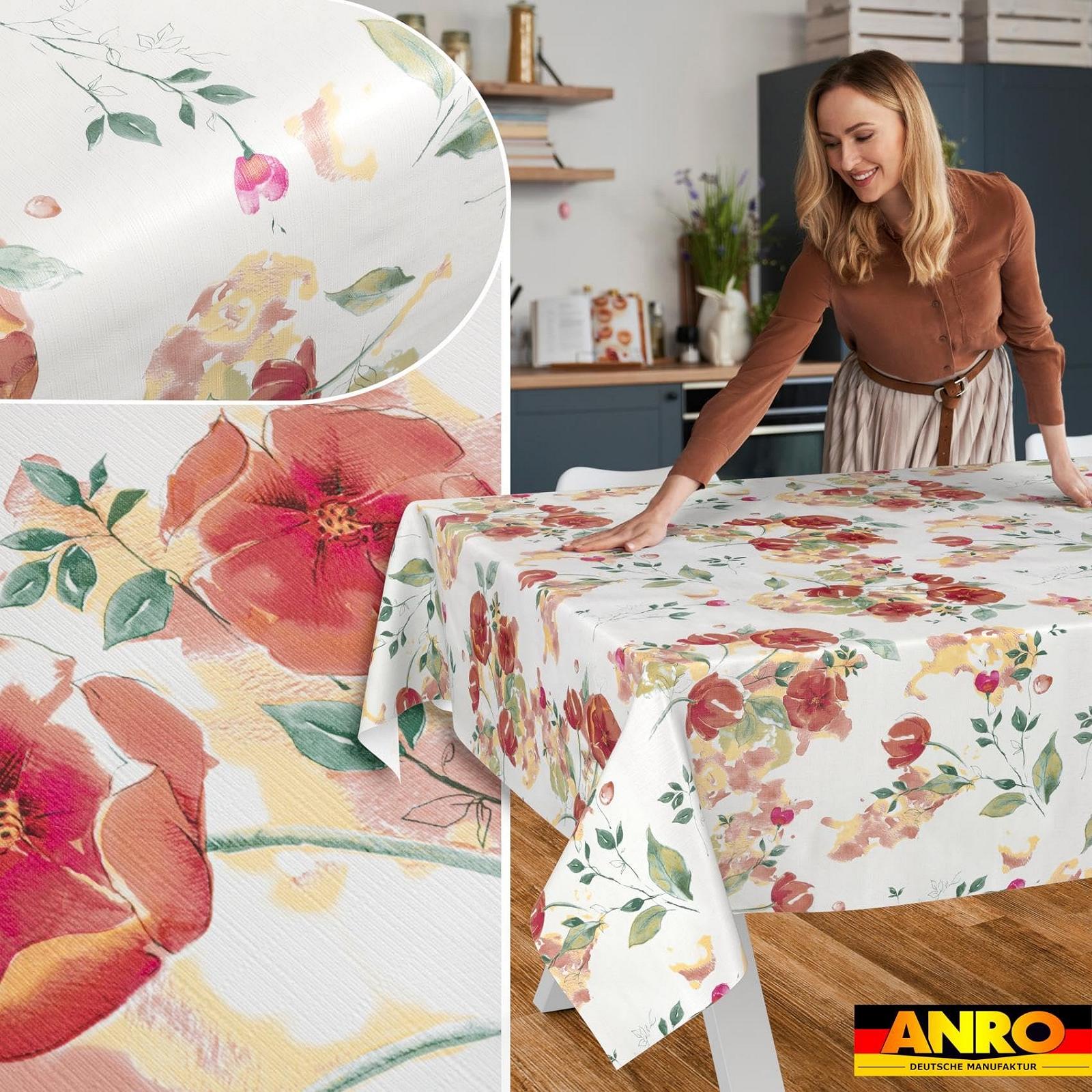Скатертина клейончаста Poppies 180 x 140 см Водовідштовхувальна з ефектом лотоса Маки, фото №5