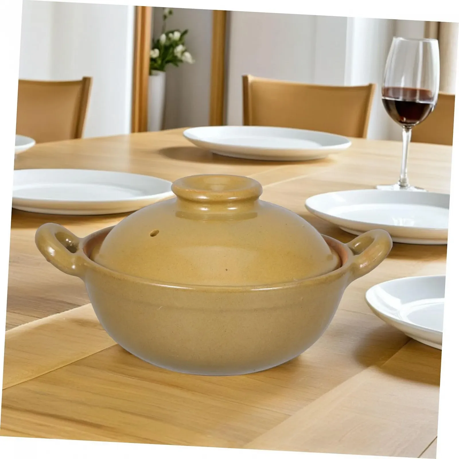 Жаровня из гончарной глины с двойными ручками 500 мл термостойкая с равномерным распределением тепла, фото №6