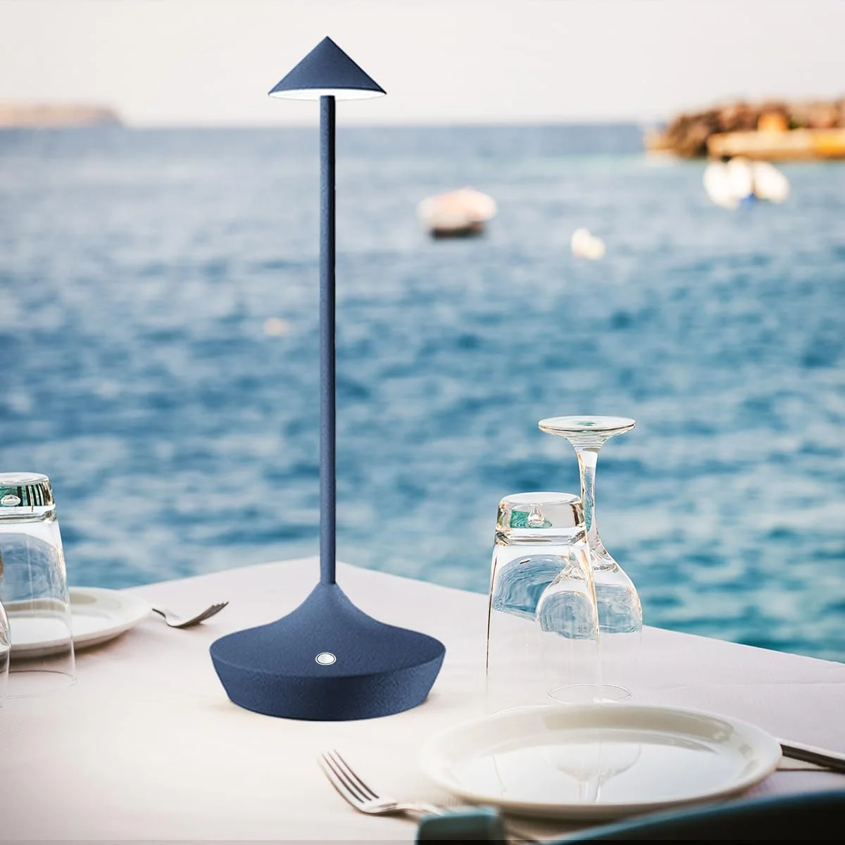 Настільна лампа Hapfish LED акумуляторна бездротова алюмінієва 6000 мАг водонепроникна 2 шт. Синя, фото №6