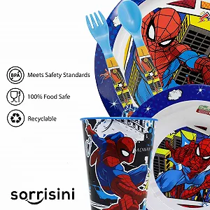 Детский набор посуды Sorrisini Spiderman (тарелка, миска, чашка 260 мл) synthetic.ua - Фото 1