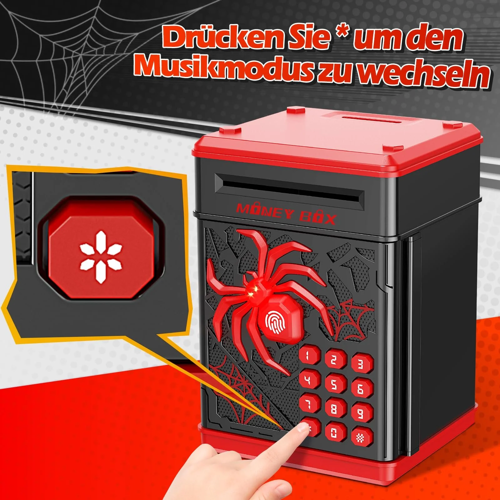 Копилка Yellcetoy Spider Safe Детская с кодом Электрический Черный, фото №4
