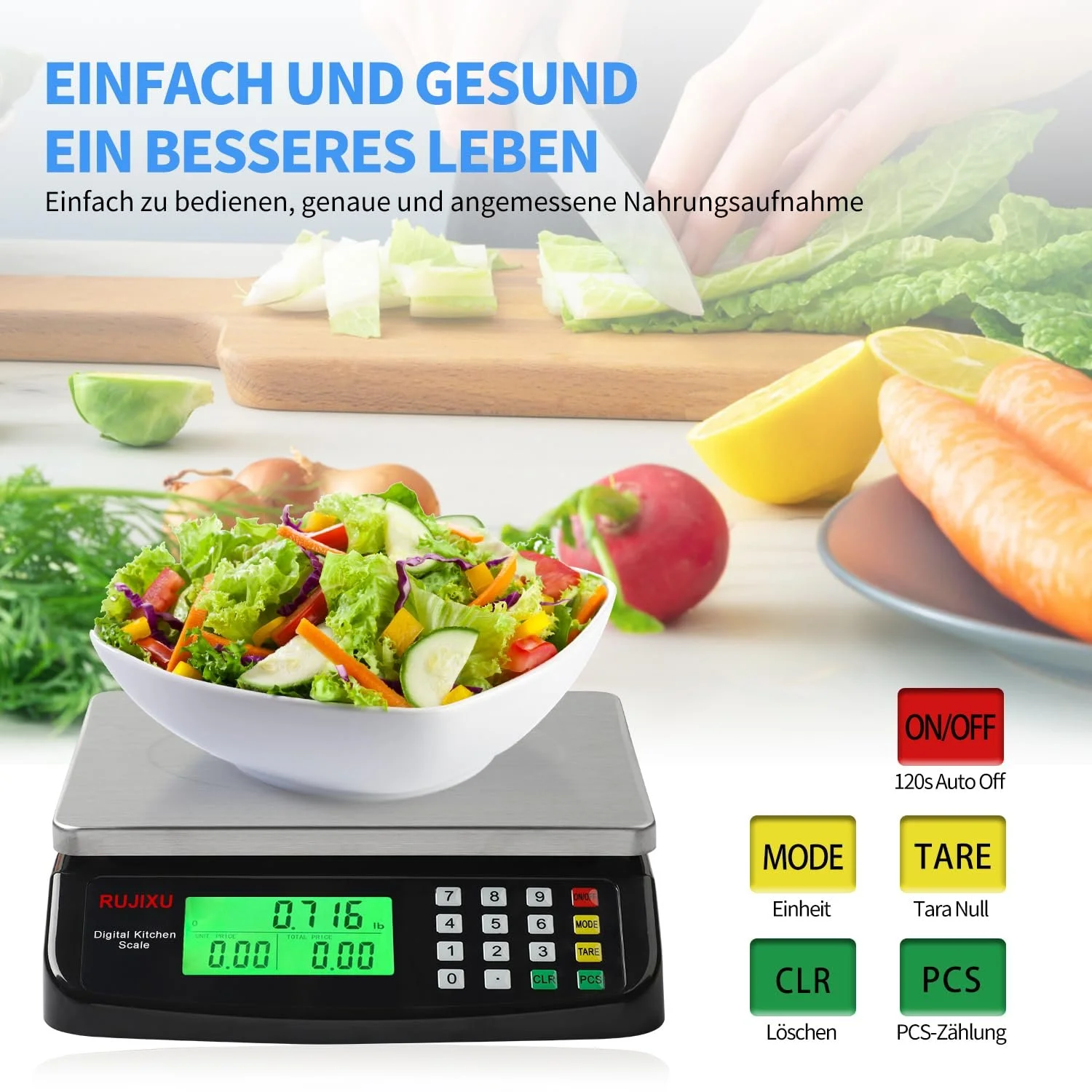 Цифрові кухонні ваги 30 kg Stainless Steel LCD Tare PCS, фото №3 Цифрові кухонні ваги 30 kg Stainless Steel LCD Tare PCS, фото №3