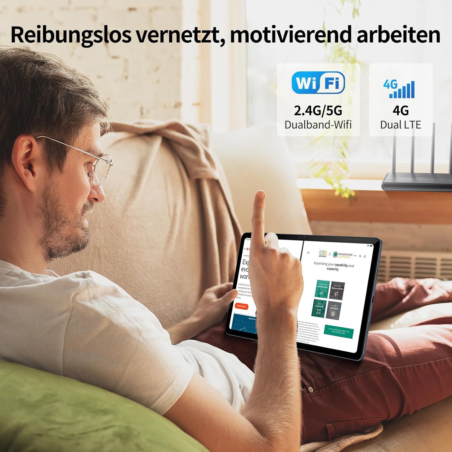 Планшет 10.4" Full HD Doogee T20S (8+7)/128Gb 4G 2-SIM 8 ядер Android 14 7500 mAh Синий, фото №4