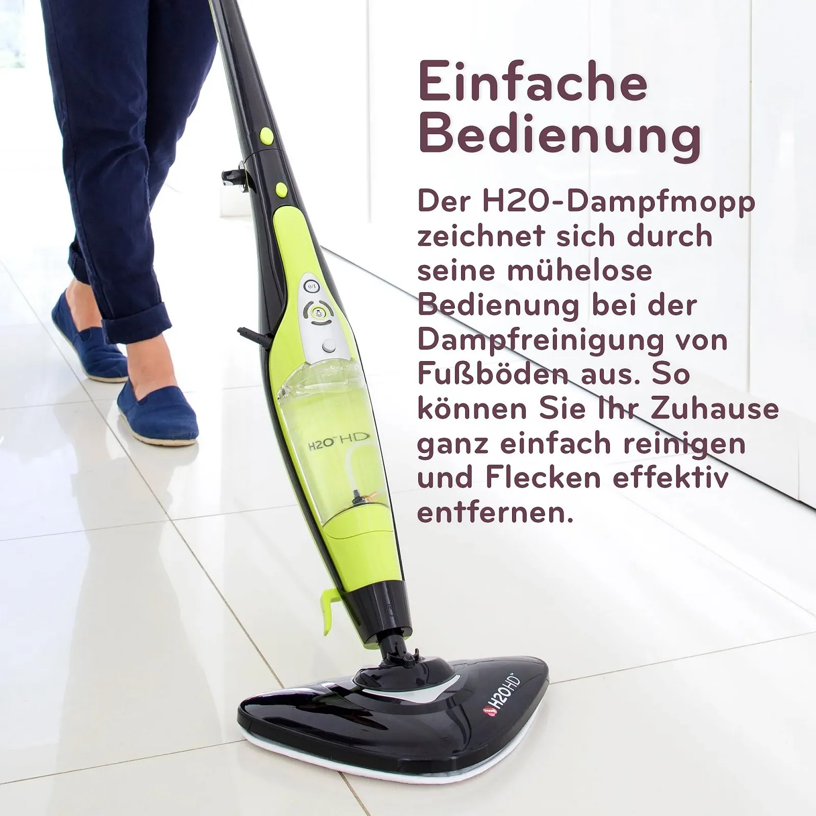 Пароочисник та парова швабра H2O HD PRO 2-в-1 1500W 450ml водяний фільтр, фото №4