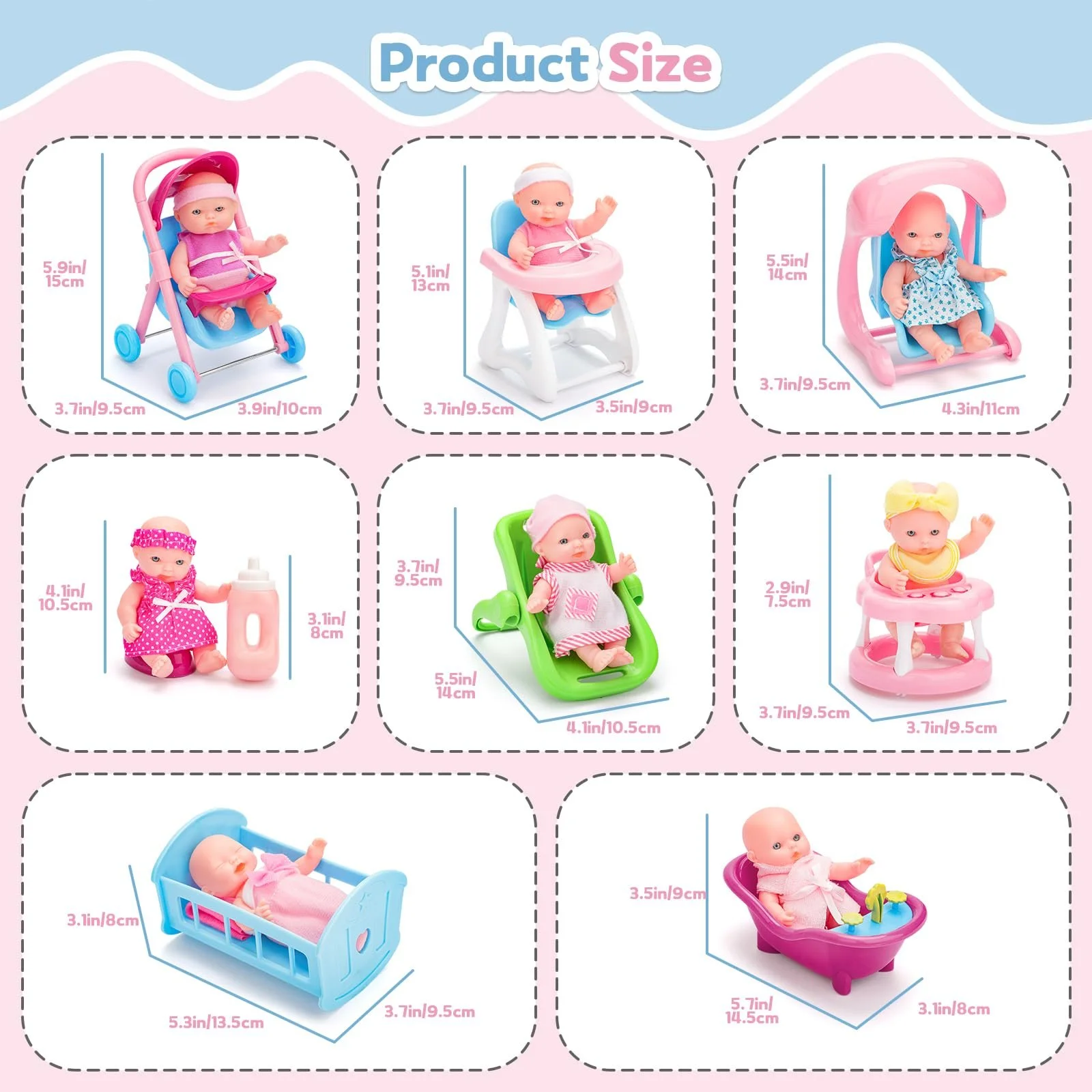 Набір міні-ляльок deAO з 8 штук з аксесуарами, фото №5