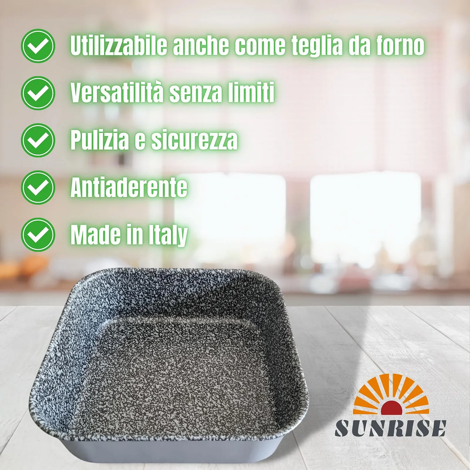 Противень для выпечки Sunrise для фритюрниц для печей Алюминий Антипригарное покрытие Каменный вид Квадратная форма 20 см, фото №2