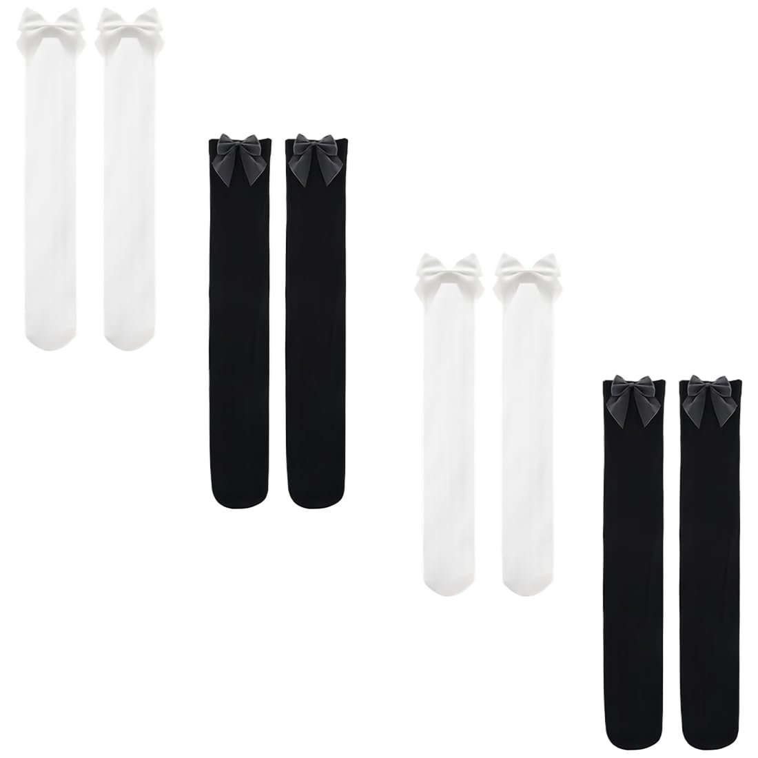 Чулки Overknee Женские 4 пары Белый, Черный, фото №1