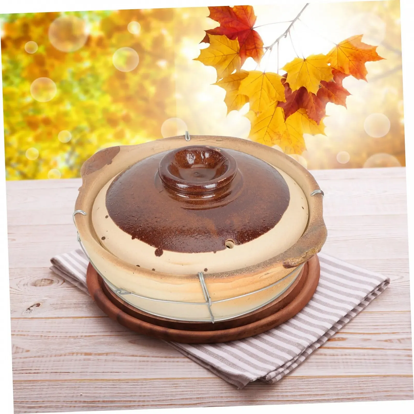 Керамічний горщик Sosoport жаростійкий з ручкою для супів та рагу з кришкою, фото №4