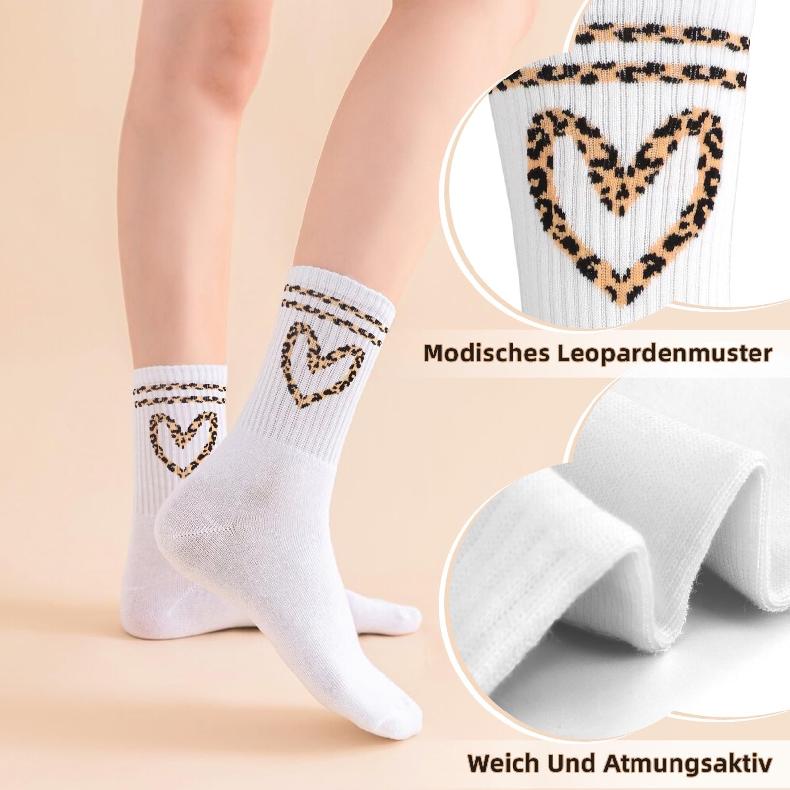 Носки Leo Теннис Женские 36-42 Леопард Сердце, фото №4