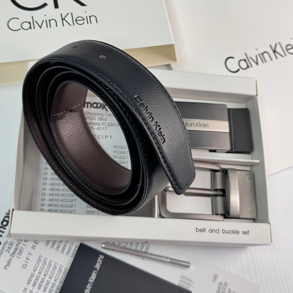 Ремінь Calvin Klein подарунковий набір шкіряний з двома пряжками, фото №3