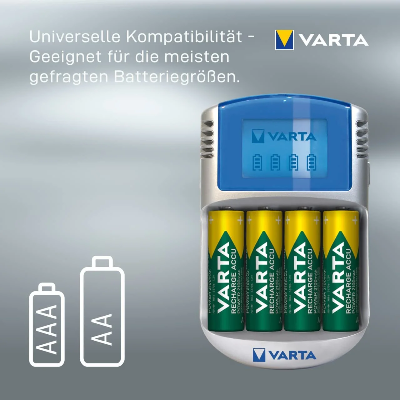 Зарядний пристрій VARTA з 4 x AA 2600 mAh, LCD, з USB кабелем та 12 V адаптером, фото №8