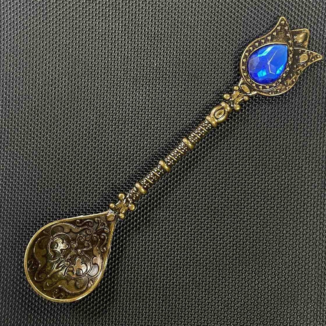 Турецкая ложка Tulip для кофе Бронза цвет синий камень 1 шт, фото №2 Турецкая ложка Tulip для кофе Бронза цвет синий камень 1 шт, фото №2