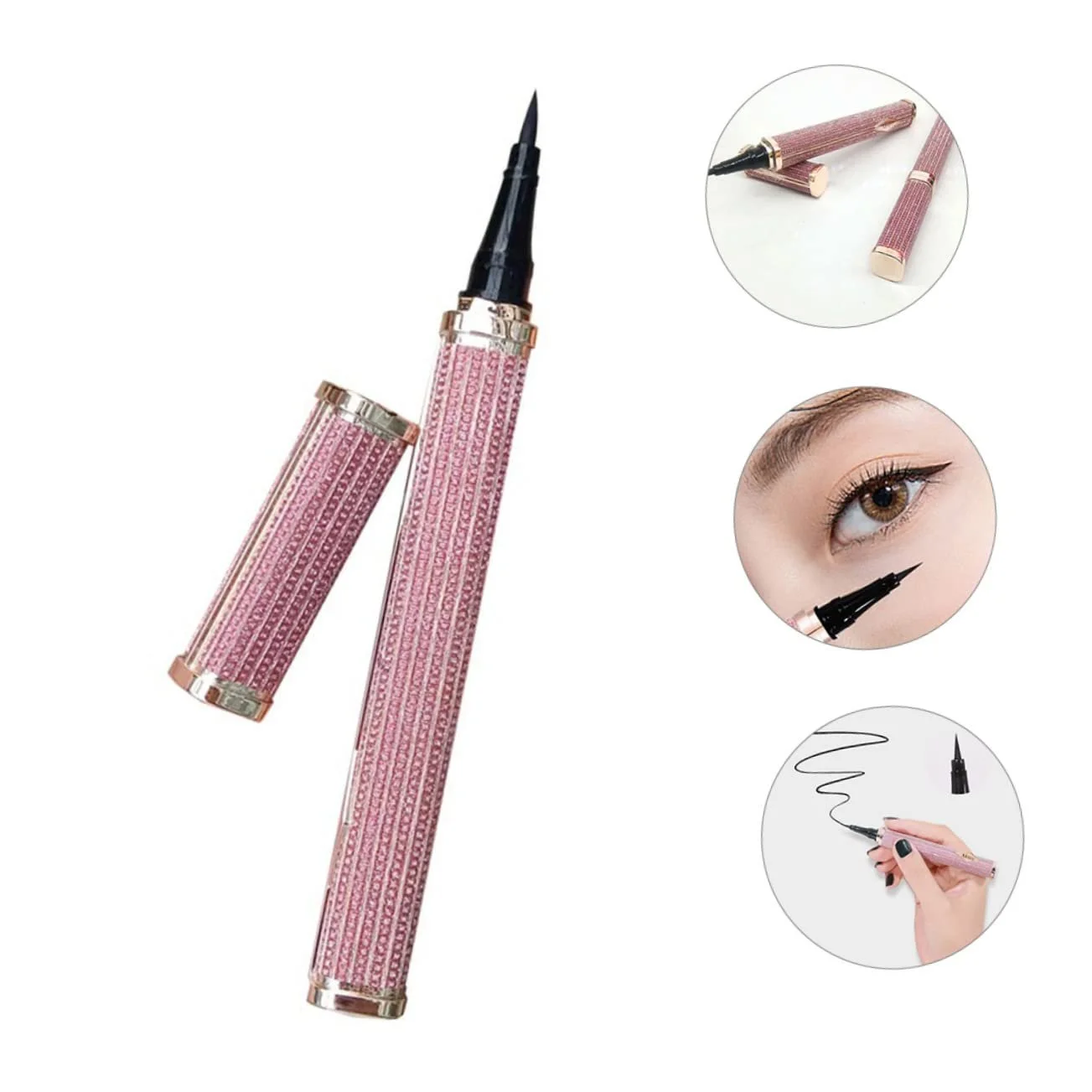 Підводка для очей Healeved Kajalstifte Flüssiger Liner Wimpern Klebestift Kajal-stick Чорний Набір для макіяжу Рожевий, фото №4