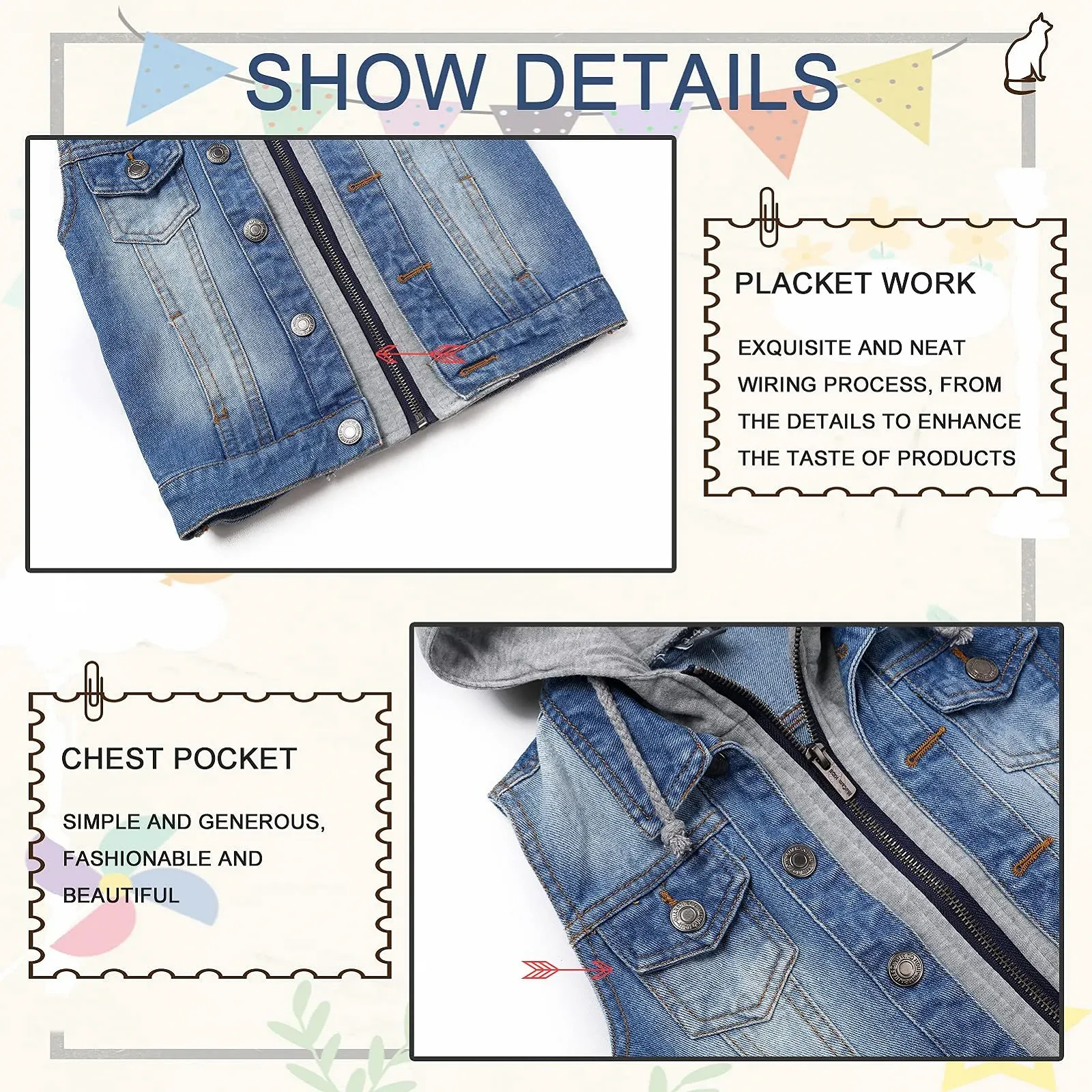 Джинсовая куртка-жилет L SERVER для девочек и мальчиков, фото №5 Джинсовая куртка-жилет L SERVER для девочек и мальчиков, фото №5