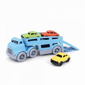 Купить Игрушка Green Toys Двухэтажный Автовоз с Двумя Рабочими Пандусами, Съемный Прицеп и Три Мини Машинки - Фото 1 Игрушка Green Toys Двухэтажный Автовоз с Двумя Рабочими Пандусами, Съемный Прицеп и Три Мини Машинки - Фото 1