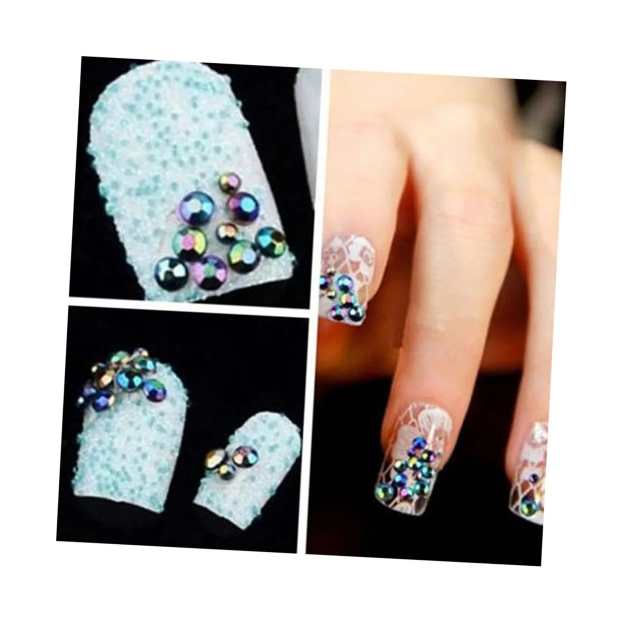 Стрази для нігтів FRCOLOR 8000 шт, різнокольорові, для манікюру, плоскі, фото №4