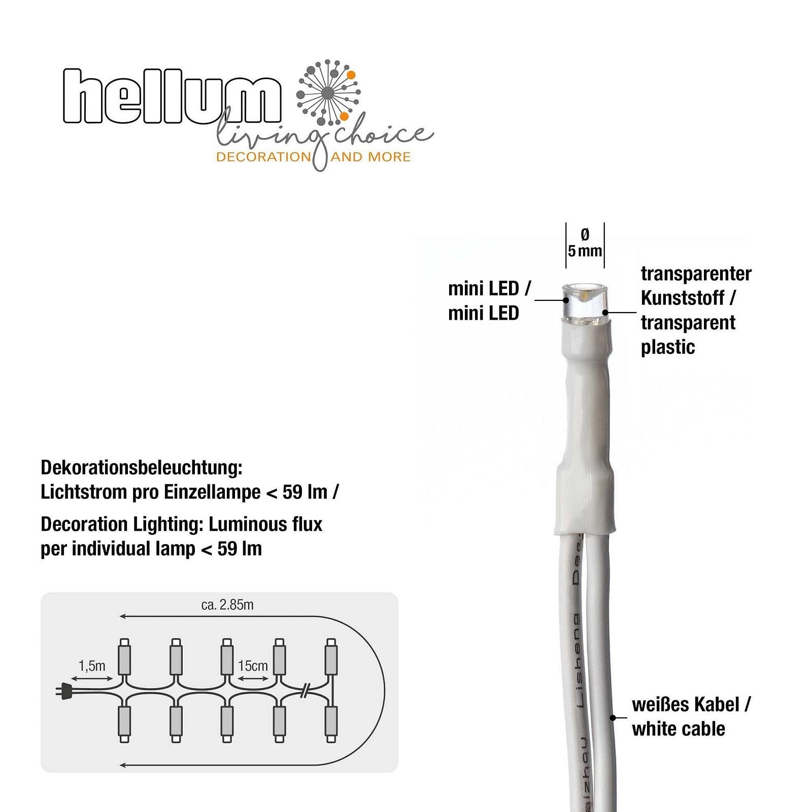 LED Міні-гірлянда Hellum 563986, 20 Mini LED, 285 см Довжина освітлення, живлення від мережі, білий кабель, фото №4