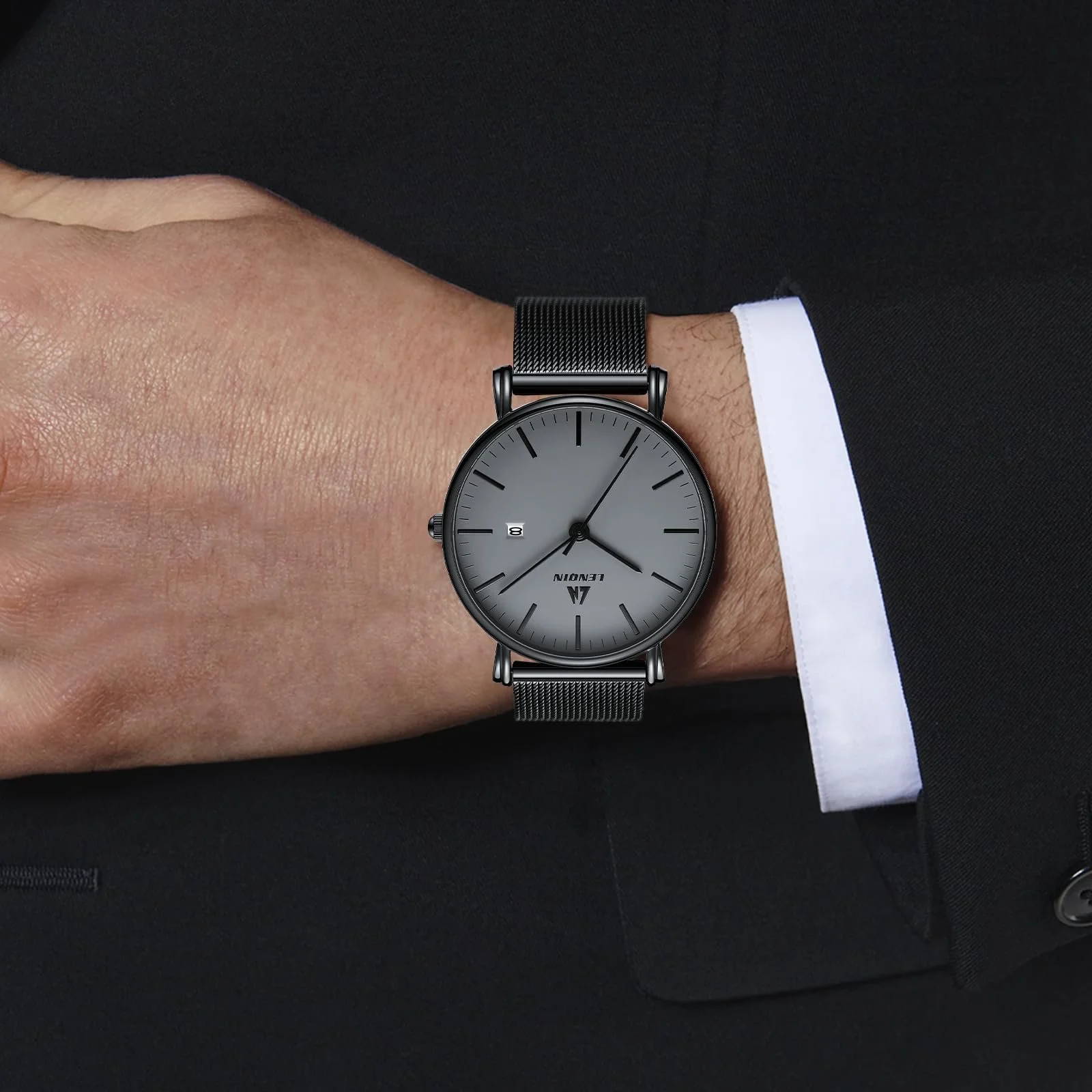 Часы LENQIN Мужские из нержавеющей стали Кварцевые Аналоговые 30М водонепроницаемые с датой, фото №9 Часы LENQIN Мужские из нержавеющей стали Кварцевые Аналоговые 30М водонепроницаемые с датой, фото №9