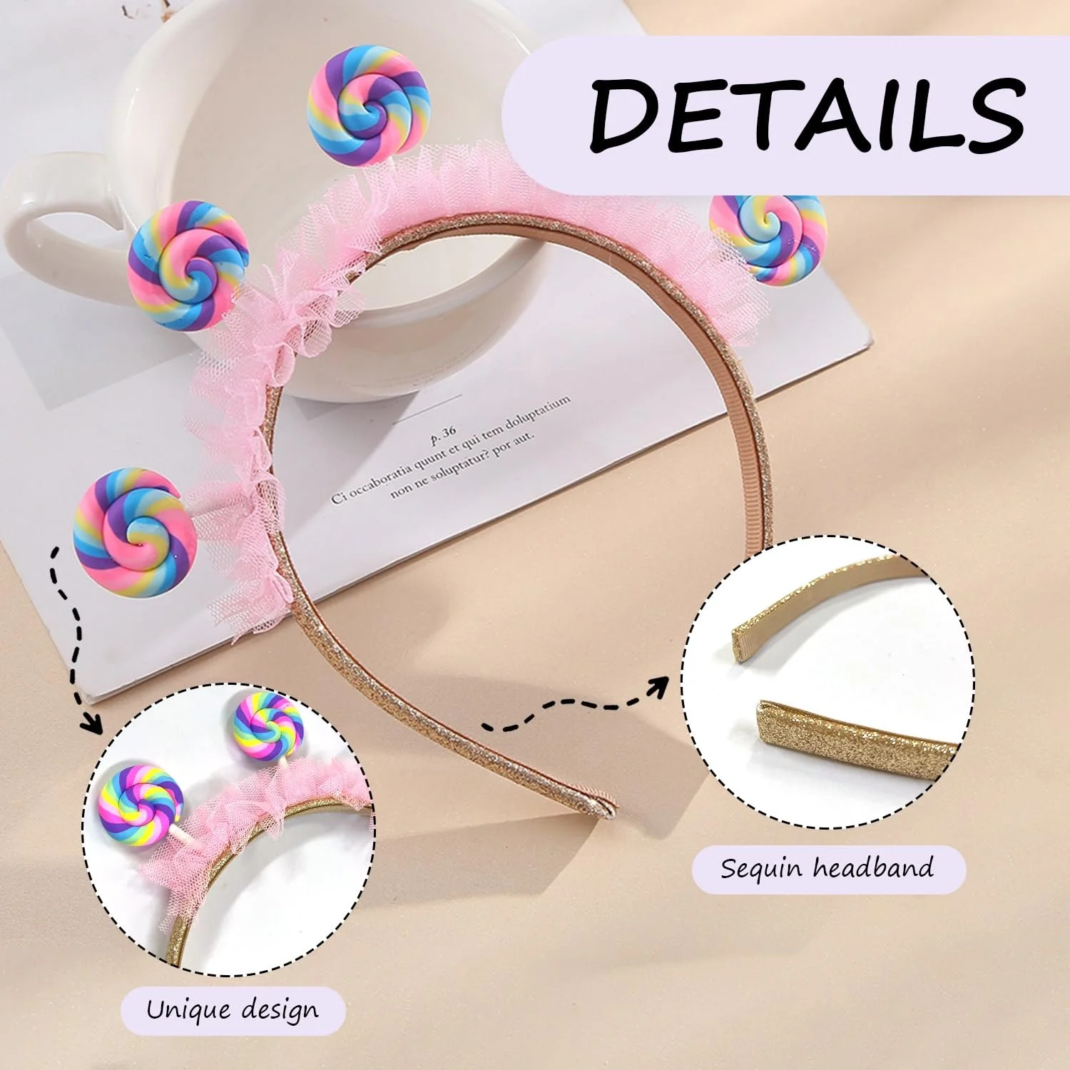 Обруч на голову Lollipop Рожевий, фото №3 Обруч на голову Lollipop Рожевий, фото №3