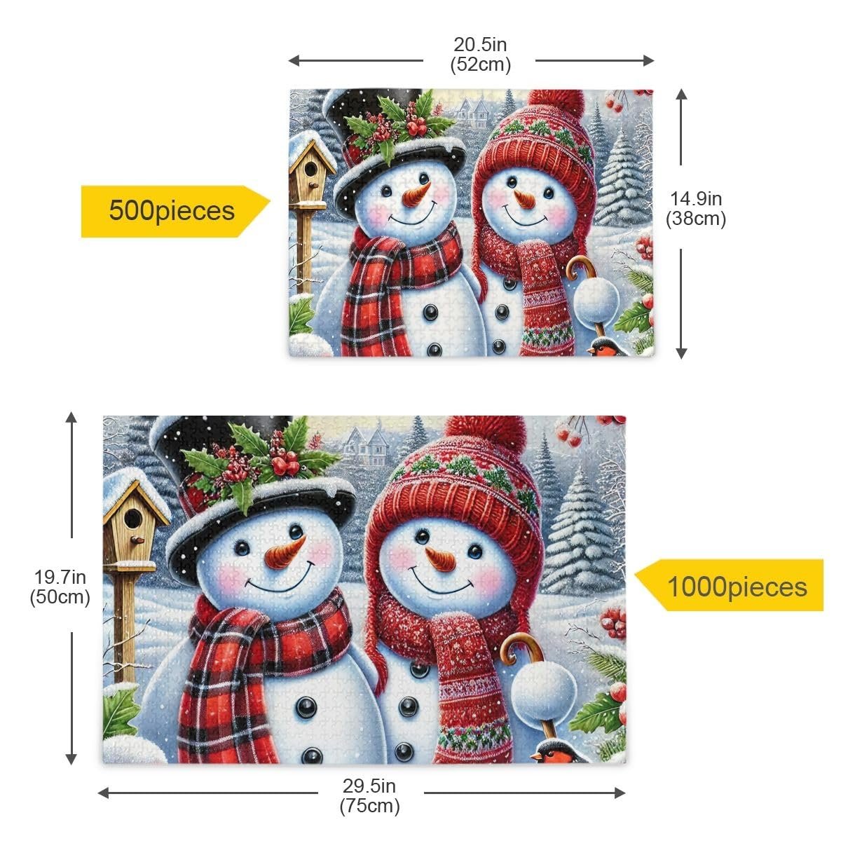 Пазл Зимний рождественский снеговик 500 деталей 2 мм, фото №5