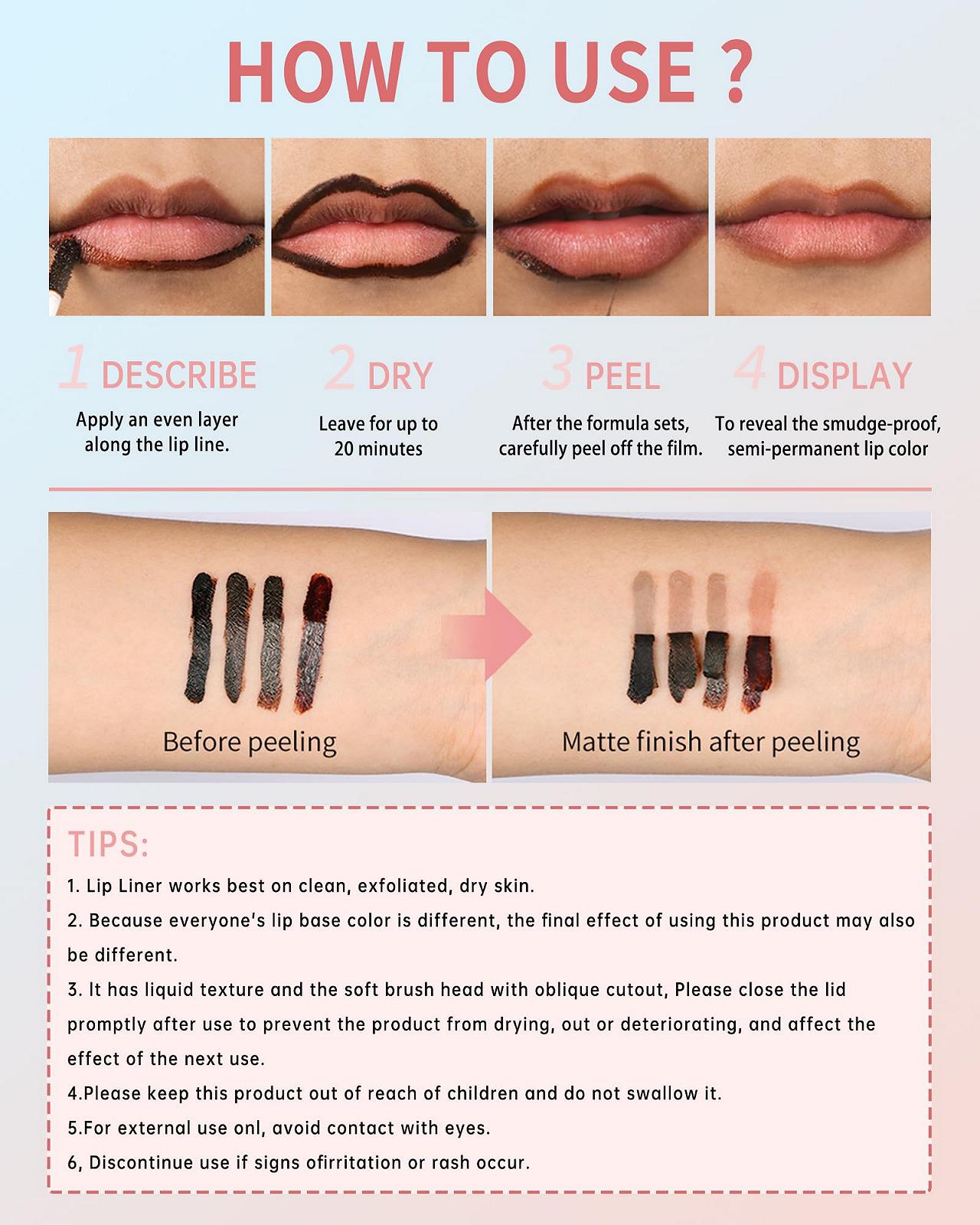 Набор Peel Off Lip Liner 2 цвета Lip Tint Peel Off Lip Liner 3+4, фото №6