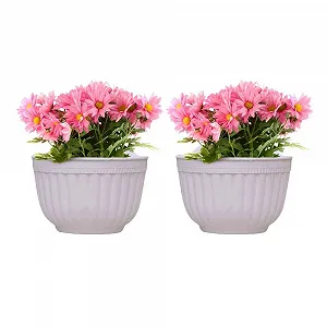 Настінні підвісні кашпо Пластикові Для балкона та паркану З дренажем та 4 гачками Набір із 2 шт. synthetic.ua - Фото 1