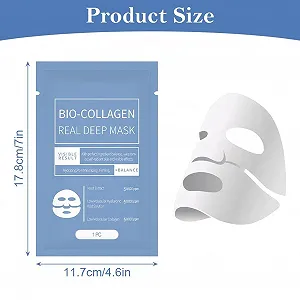 Маска для лица с коллагеном Pack of 5 для глубокого увлажнения, маска с коллагеном, ночные увлажняющие тканевые маски для сияющей кожи и эффекта сияния synthetic.ua - Фото 1