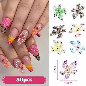 Украшения для ногтей Цветы 3D Набор 50 шт Разноцветные synthetic.ua - Фото 1