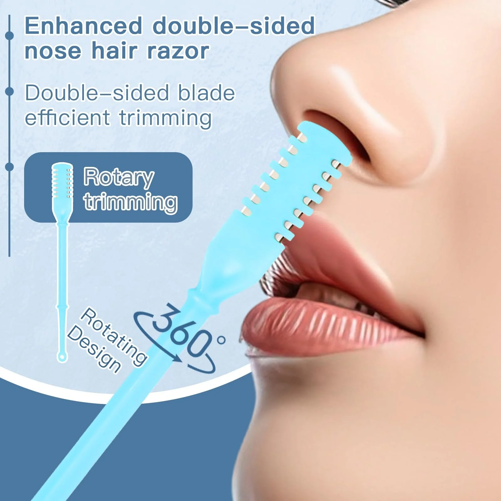 Тример Andibro 5 x 2-в-1 Носовий Мануальний Обертовий Інструмент для Видалення Носового Волосся 360° Обертовий З Двосторонніми Насадками З Вушними Інструментами Для Жінок І Чоловіків, фото №2