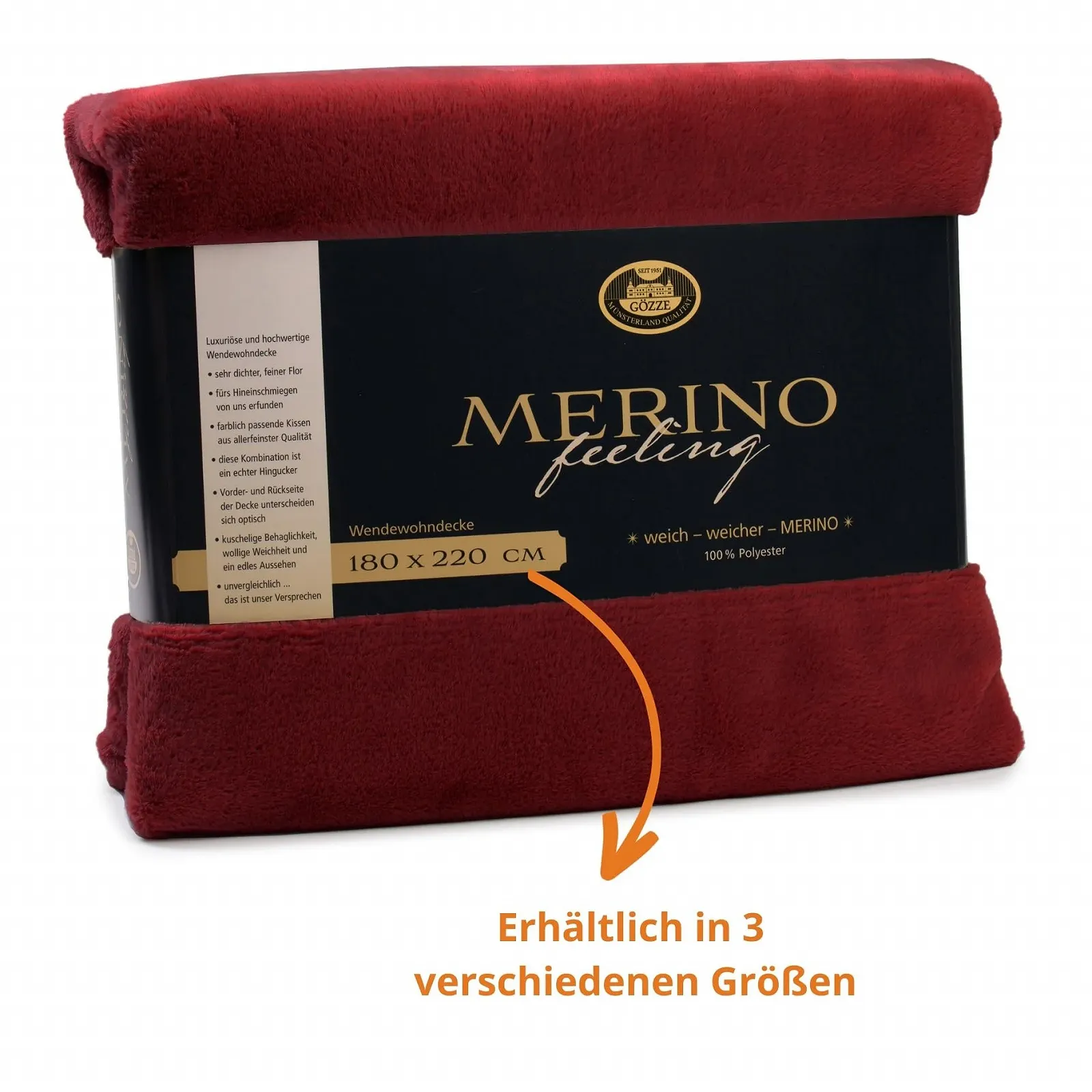 Одеяло Liebling Merino Touch, ультра пушистый плед для дивана или двусторонний плед, можно стирать, 180 x 220 см, карминно-красный, фото №5