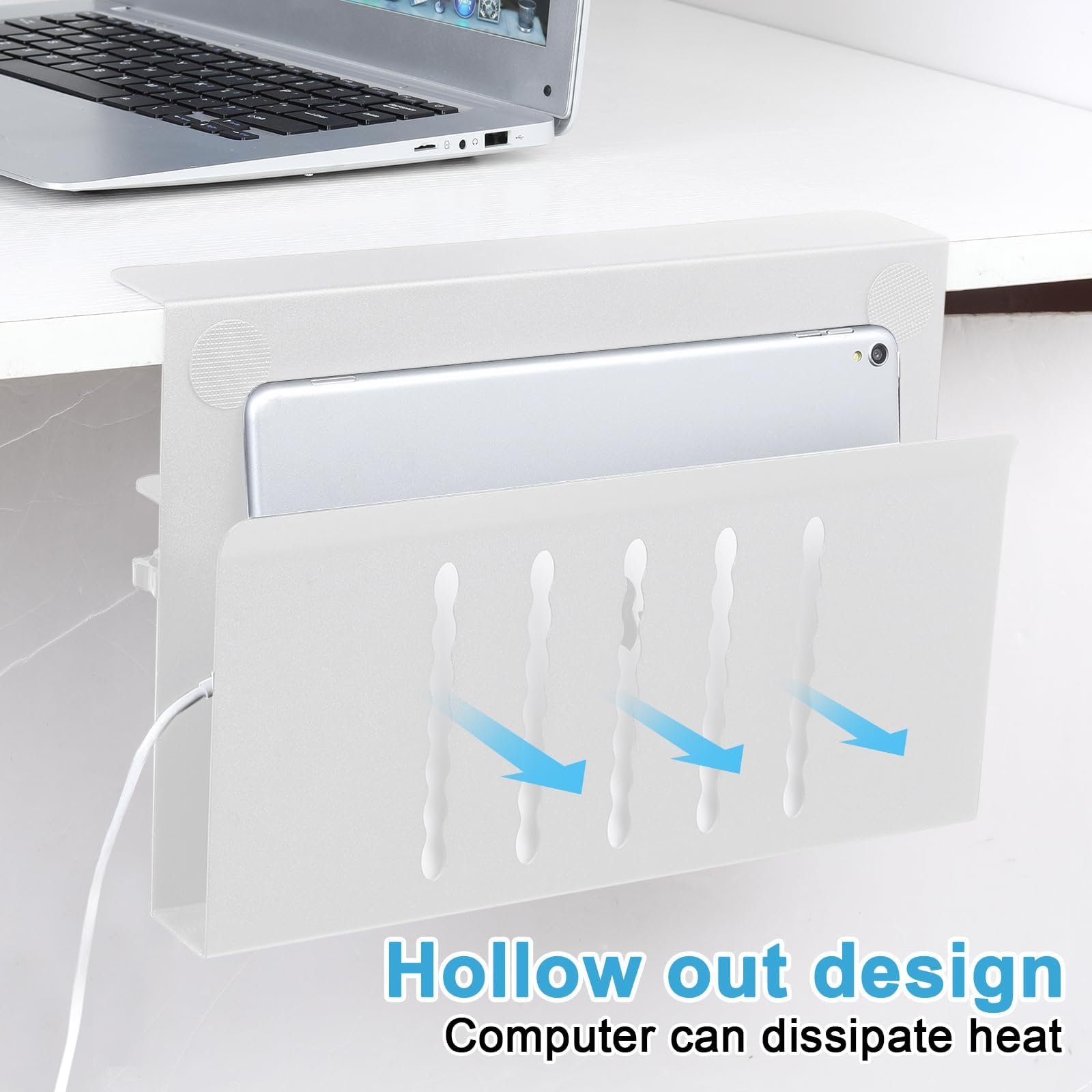 Настольный органайзер Держатель для ноутбука Боковой органайзер стола Регулируемый по высоте Под стол Боковой органайзер стола с магнитным держателем для ручек и отверстиями для охлаждения Черный, фото №2