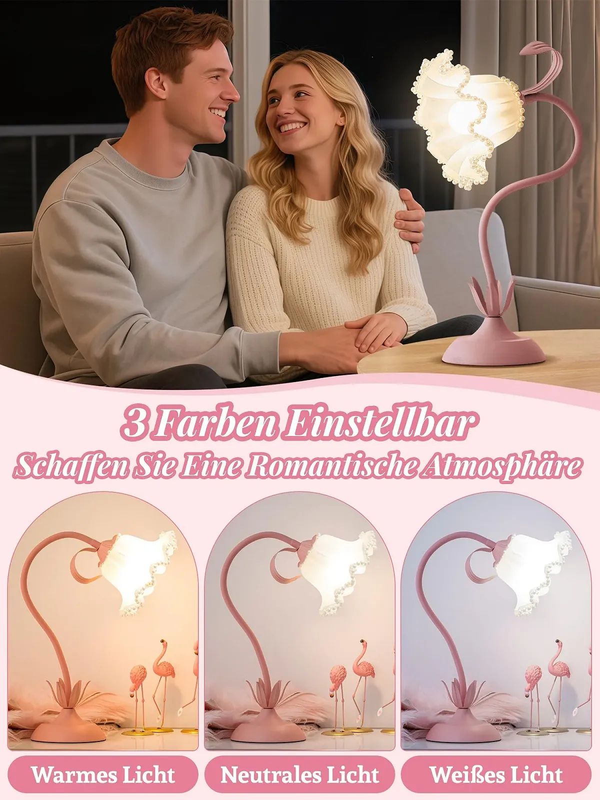 Настільна лампа Flower у формі квітки LED приліжкова 3 режими кольору димована, фото №3