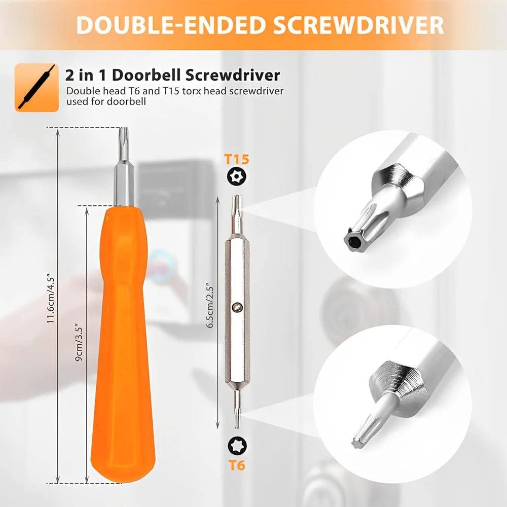 Викрутка для дверного дзвінка зі змінними двосторонніми бітами T6 T15, фото №2