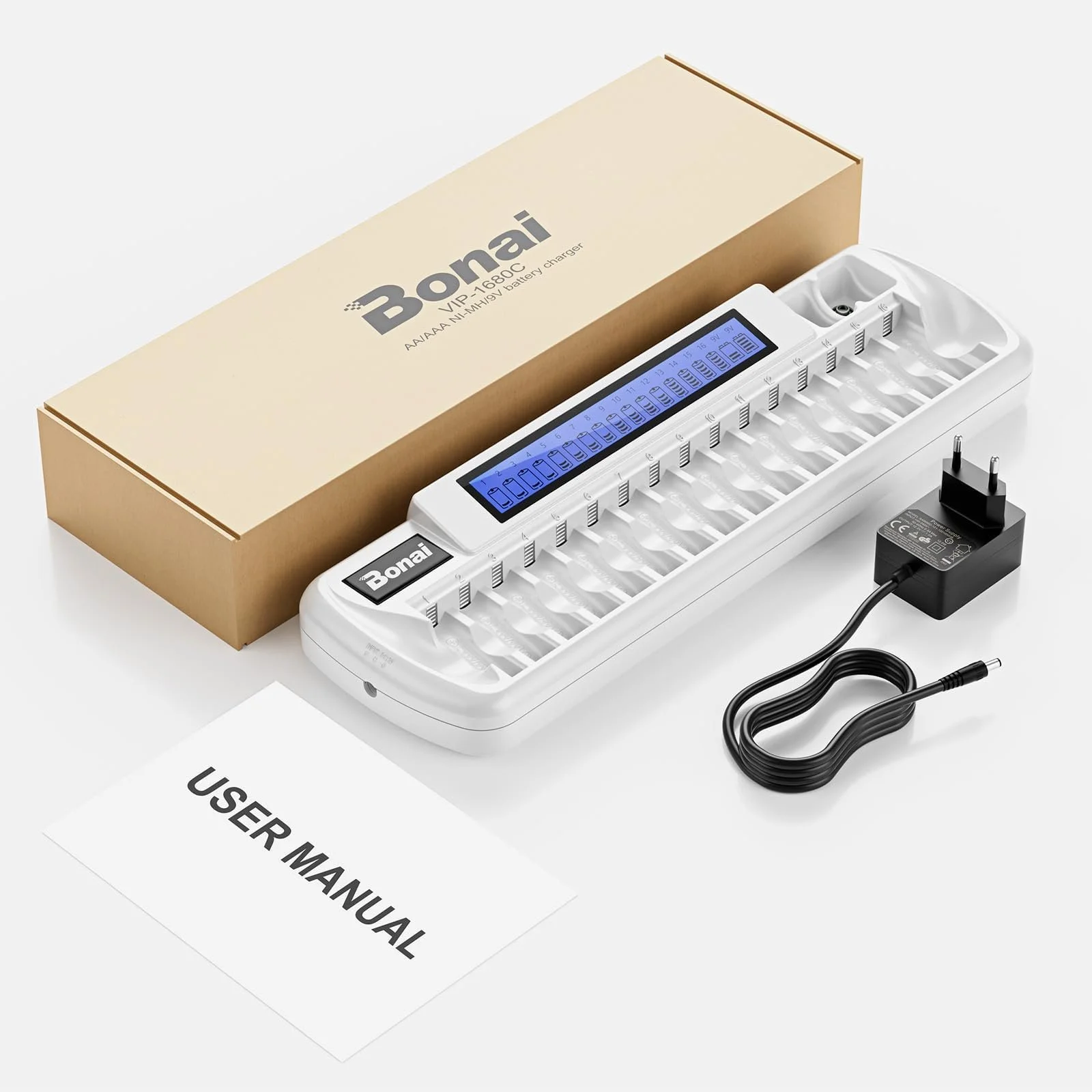 Акумулятор AA BONAI 2800 mAh, 8 шт. із зарядним пристроєм на 4 слоти, фото №7