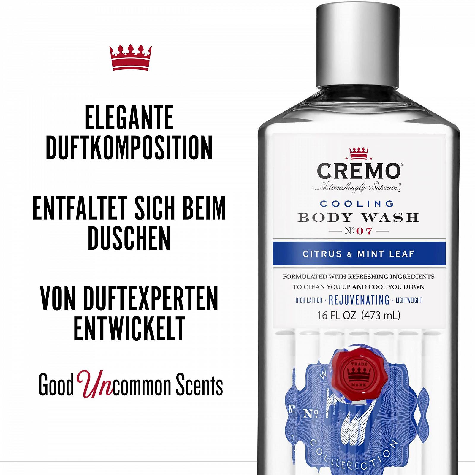 Набір гелів для душу Cremo Cooling Citrus and Mint Leaves (473 мл) та Palo Santo (473 мл) для чоловіків, фото №4