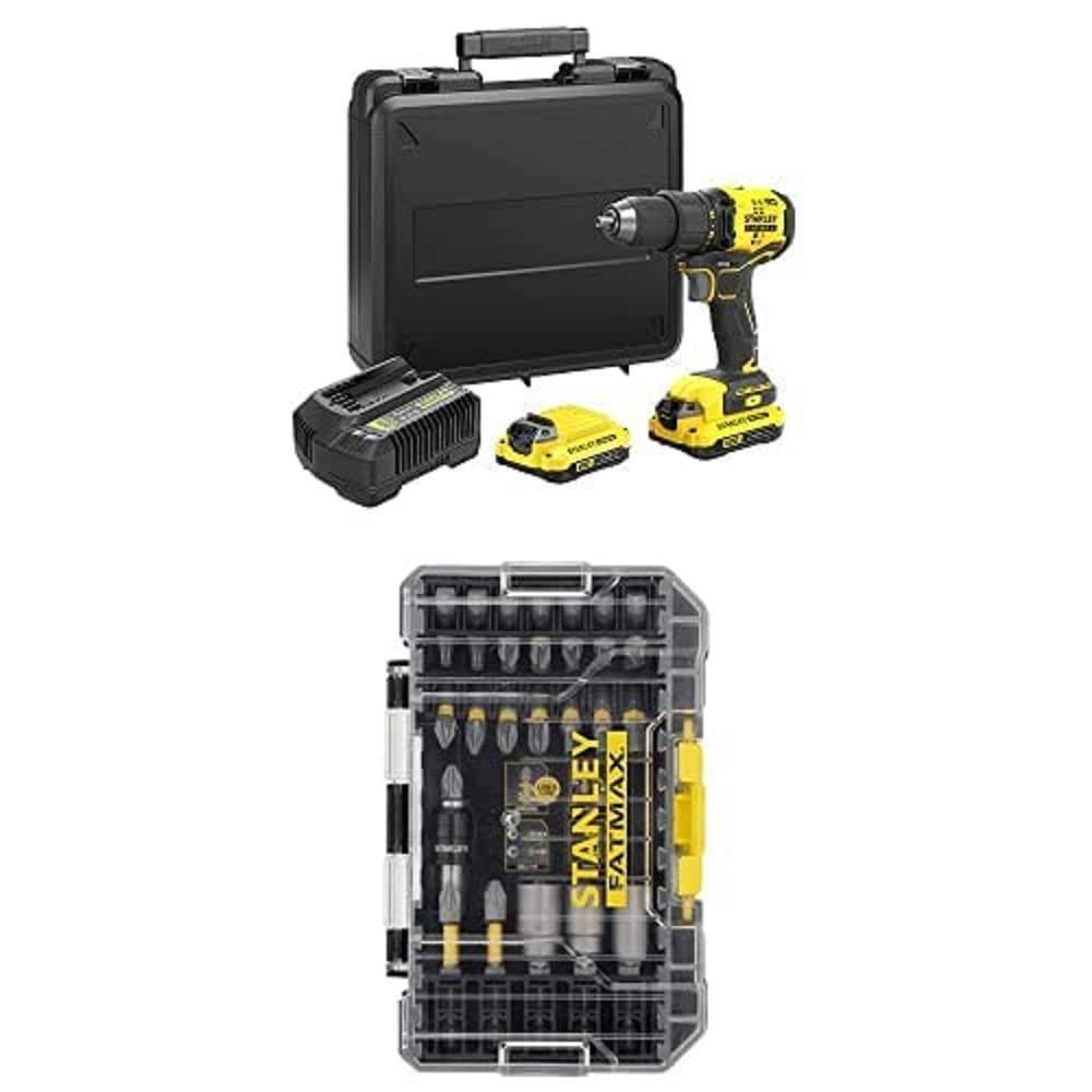 Шуруповерт Stanley FatMax SFMCD710D2K 18 В 60 Нм 2.0 Ач бесщеточный двигатель с полностью металлическим редуктором синий, фото №1