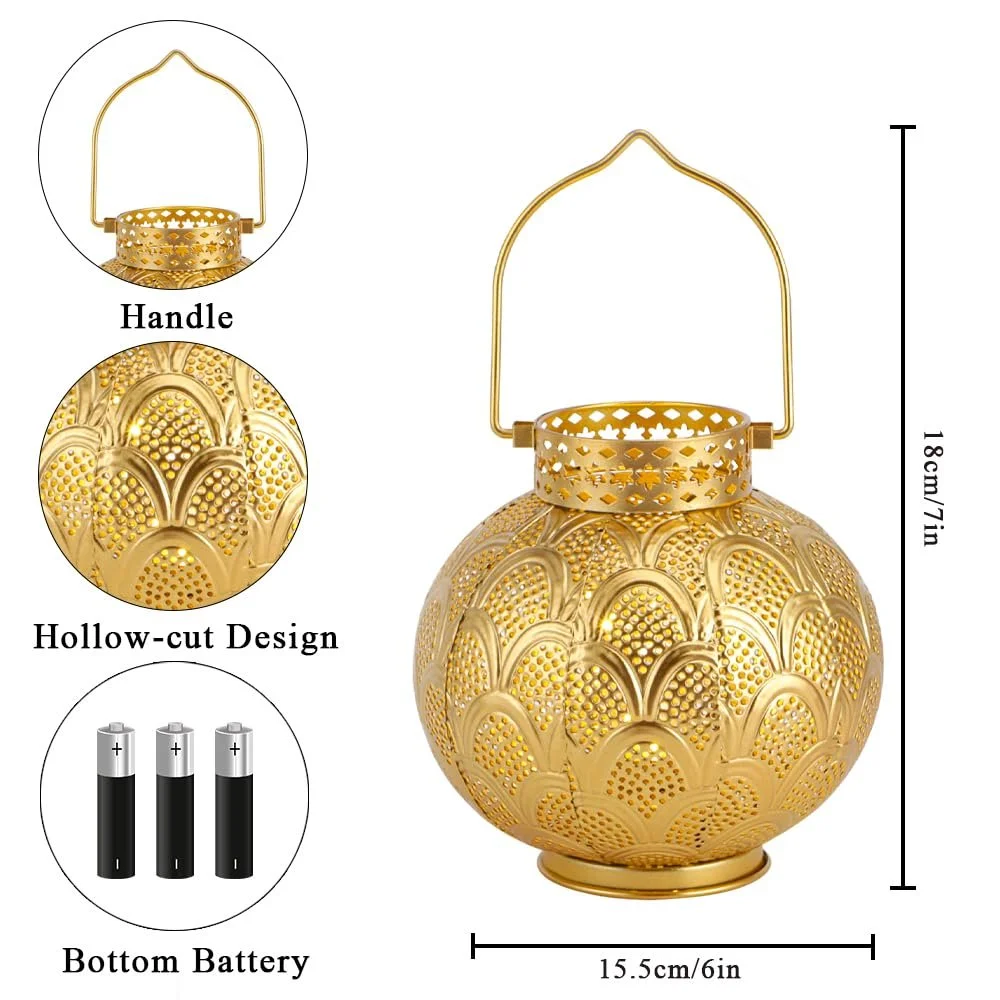 Настільна лампа TRIROCKS Набір з 2 шт. Марокканський стиль 18 см На батарейках Бездротова LED Gold, фото №4