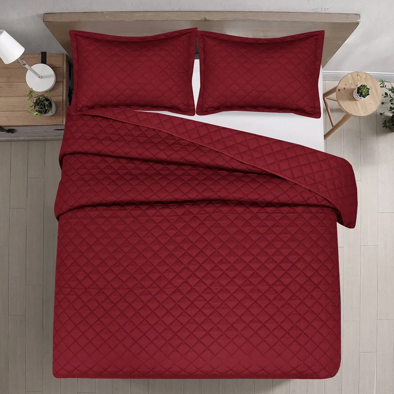 Покривало B&B Super King Size З тисненням Двосторонній стьобаний набір з 2 наволочками Червоний, фото №7 Покривало B&B Super King Size З тисненням Двосторонній стьобаний набір з 2 наволочками Червоний, фото №7