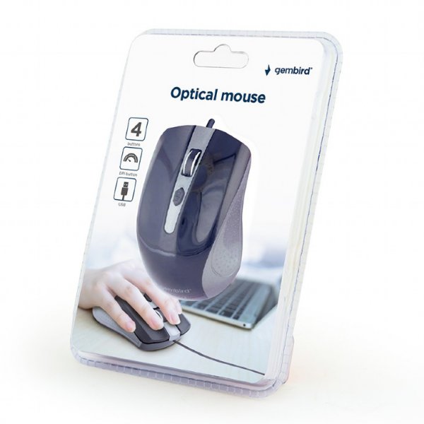 Оптична мишка Gembird MUS-4B-01-GB, USB интерфейс сіро-чорного кольору, фото №3