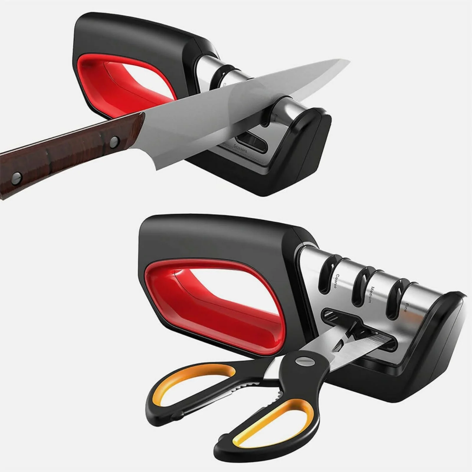 Точилка для ножів Snapbuy Professional 4 в 1 ручна для ножів та ножиць чорна, фото №8