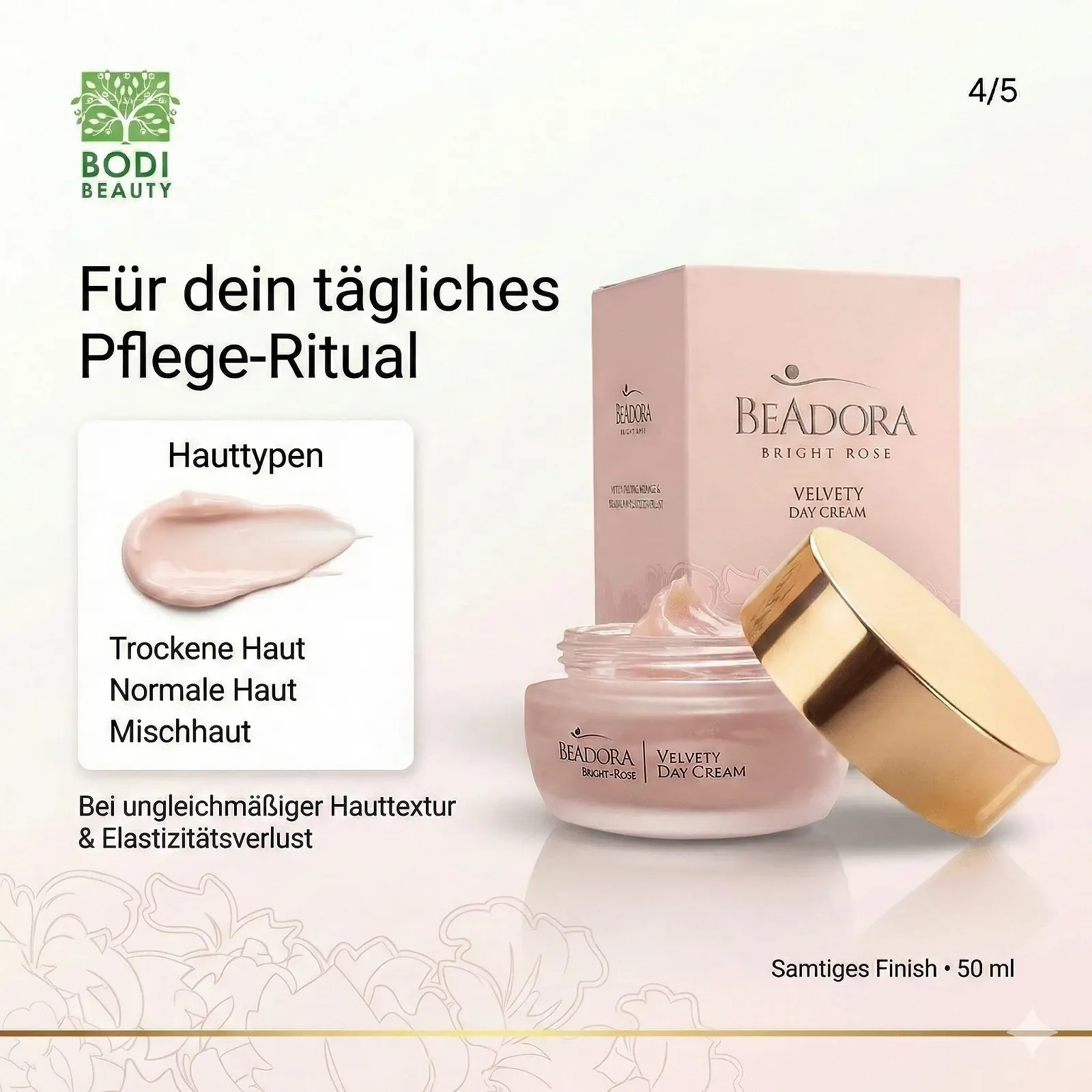 Денний крем BeAdora Bright Rose Velvet з трояндовою олією та білим трюфелем 50 мл, фото №5 Денний крем BeAdora Bright Rose Velvet з трояндовою олією та білим трюфелем 50 мл, фото №5