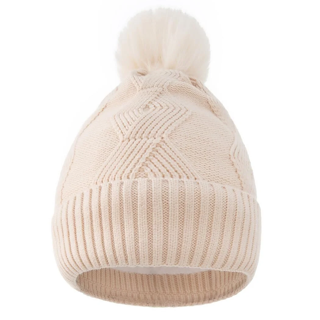 Термошапка з помпоном для дівчинки В'язана, фото №3 Термошапка з помпоном для дівчинки В'язана, фото №3