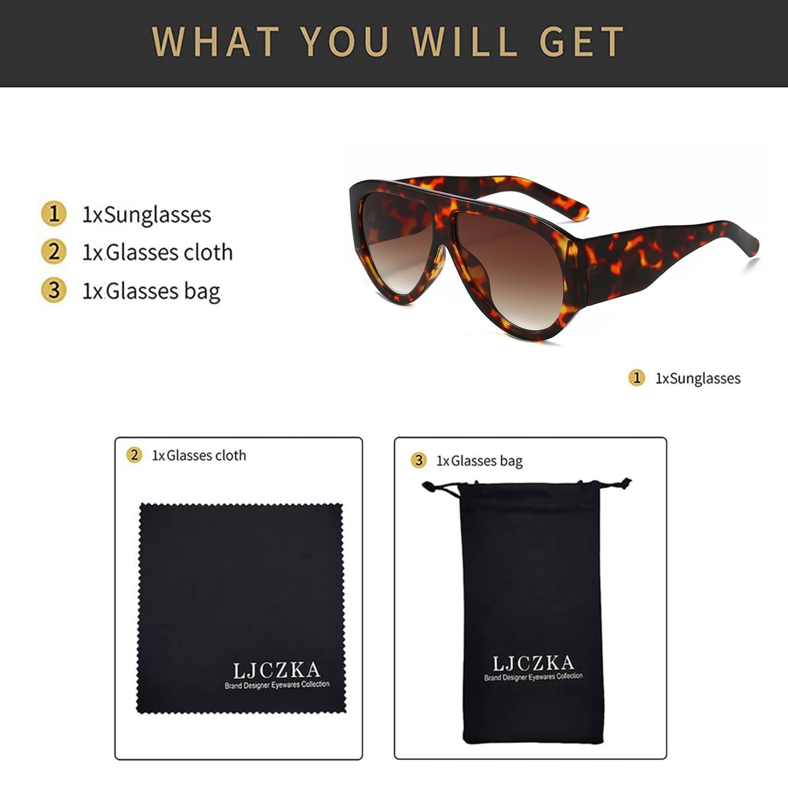 Вінтажні великі сонцезахисні окуляри LJCZKA для жінок і чоловіків, ретро-пілотні, модні овальні, фото №5