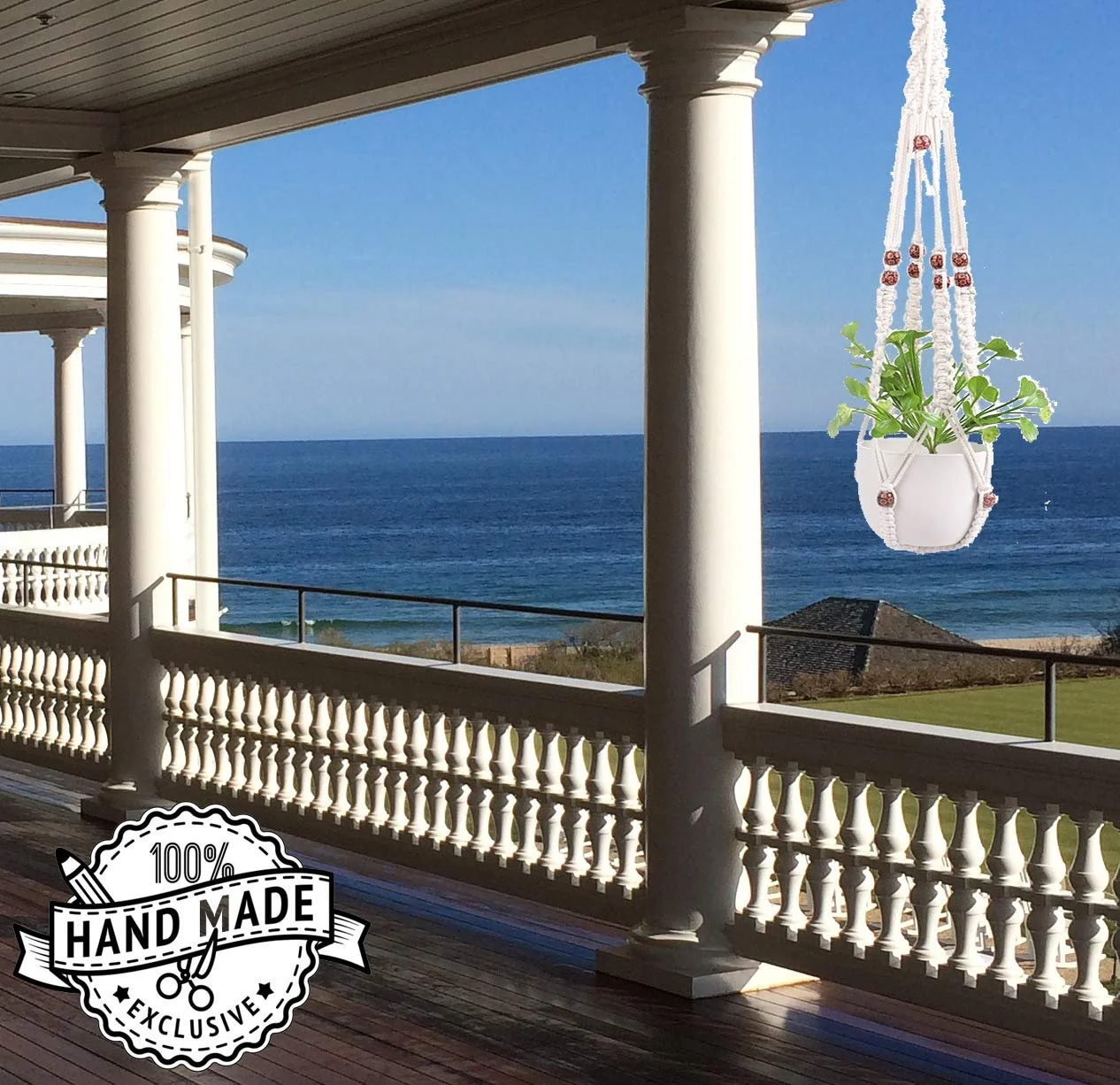 Подвесная корзина макраме 90 см Boho, фото №4 Подвесная корзина макраме 90 см Boho, фото №4