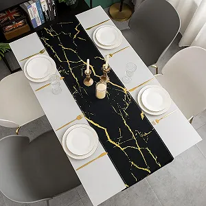 Ранер Modern Autumn Decorativo 40 x 140 см Black Marble Golden Texture Abstract Art Linen ціна на synthetic.ua - Фото 1 Ранер Modern Autumn Decorativo 40 x 140 см Black Marble Golden Texture Abstract Art Linen synthetic.ua - Фото 1
